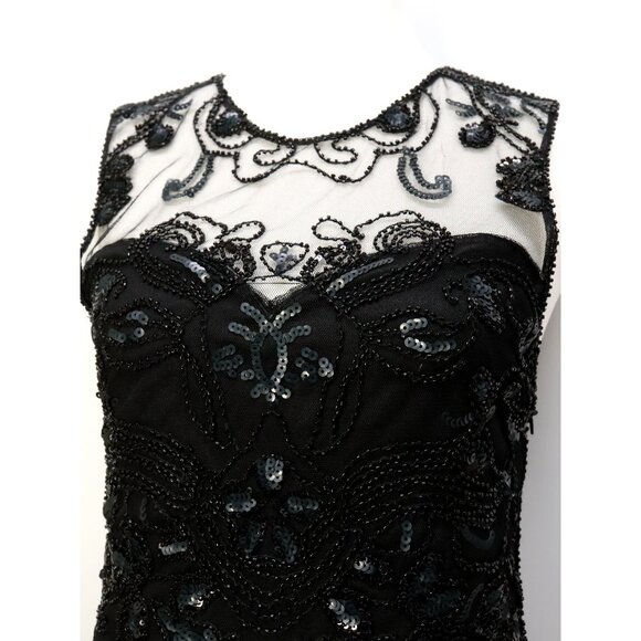 NWT Black Sequin and Mesh Sleeveless Cocktail Dress Sz XS -Poly USA by Neblon - Picture 2 of 10